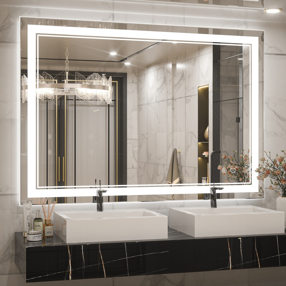 LED Bathroom Mirror, Anti-Fog Memory Dimmable IP54 Waterproof, 40"x28"