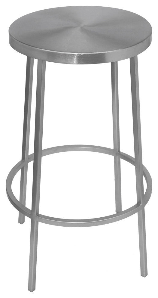 Tyson Contemporary Durable Iron Stool, Brushed Silver, Counter Height
