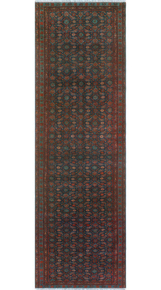 Fine Vintage Distressed Kia Navy/Rust Runner, 3'3x10'3