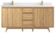 Madison Teak 72 Double Sink Bath Vanity in Light Natural 2" White Quartz