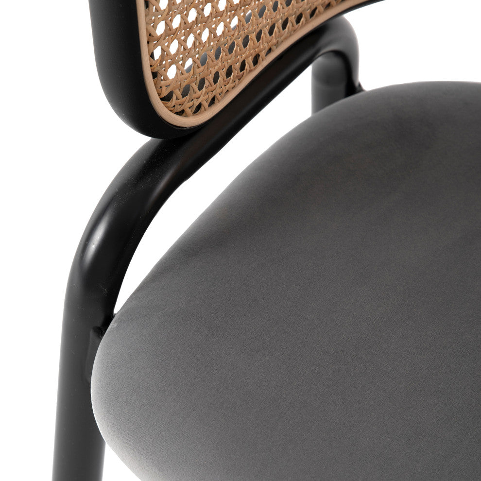 LeisureMod Ervilla Modern Dining Chair With Stainless Steel Legs, Grey