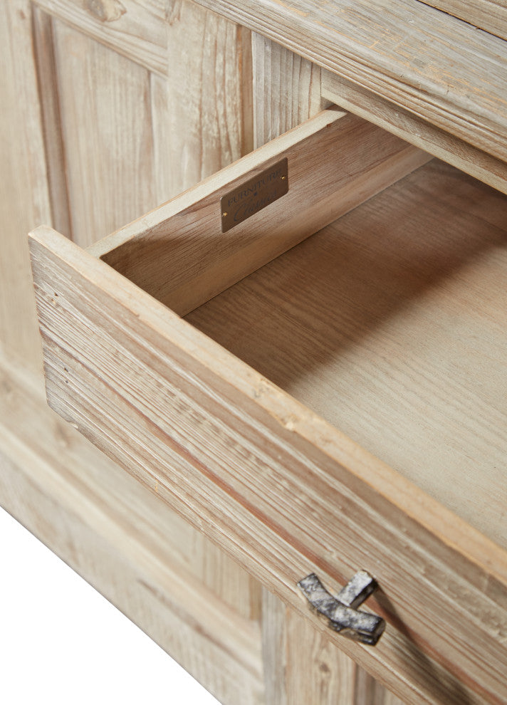 Wainscott Reclaimed Pine Shabby Chic 91-inch Display Cabinet