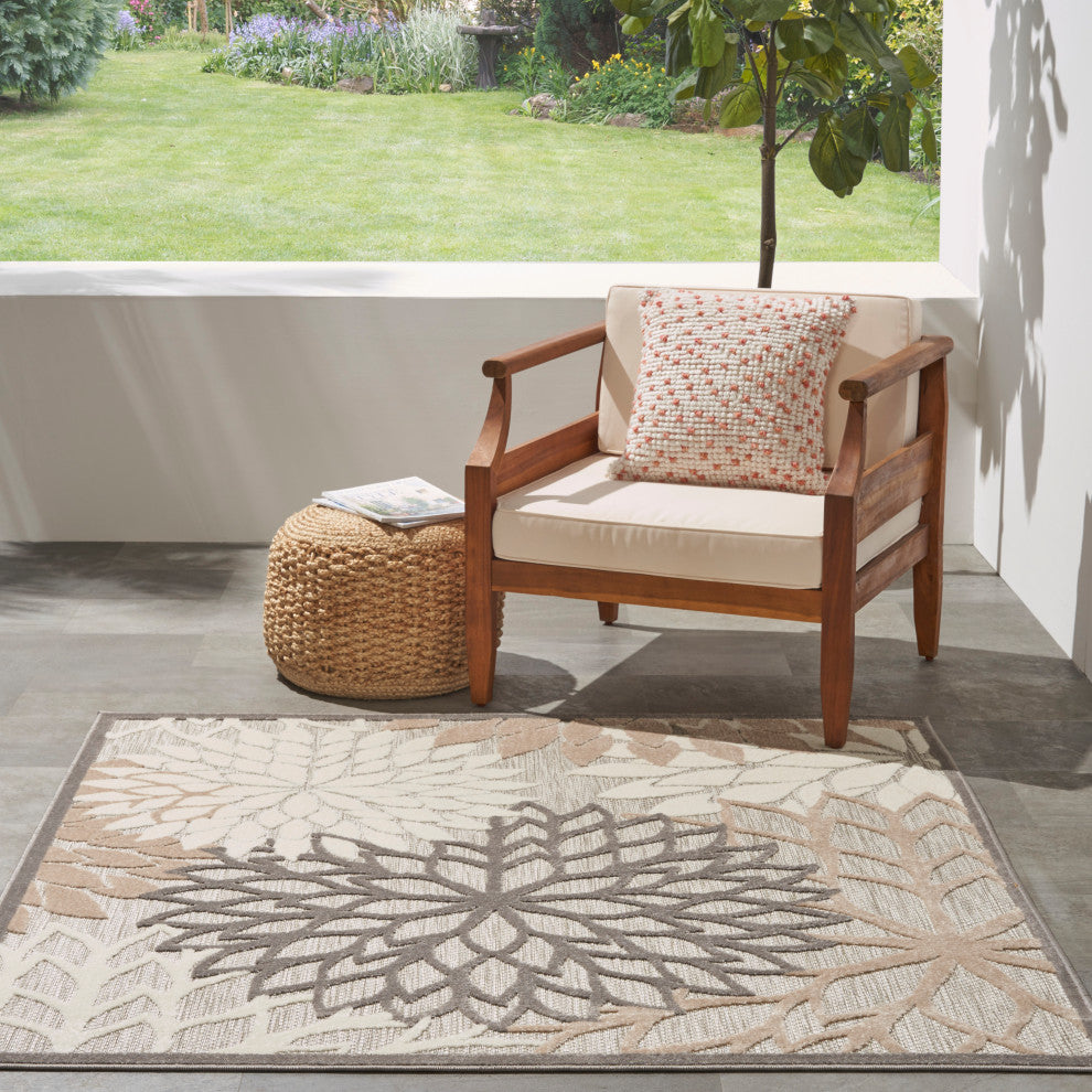 Nourison Aloha 5' x Square Natural Tropical Area Rug