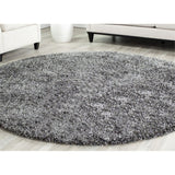 Safavieh Malibu Shag 5' Round Hand Tufted Rug in Charcoal