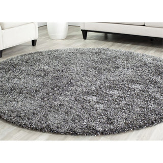 Safavieh Malibu Shag 5' Round Hand Tufted Rug in Charcoal