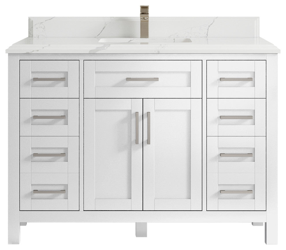 Cambridge 48 Single Sink Bath Vanity in White 1.5" Calacatta Laza