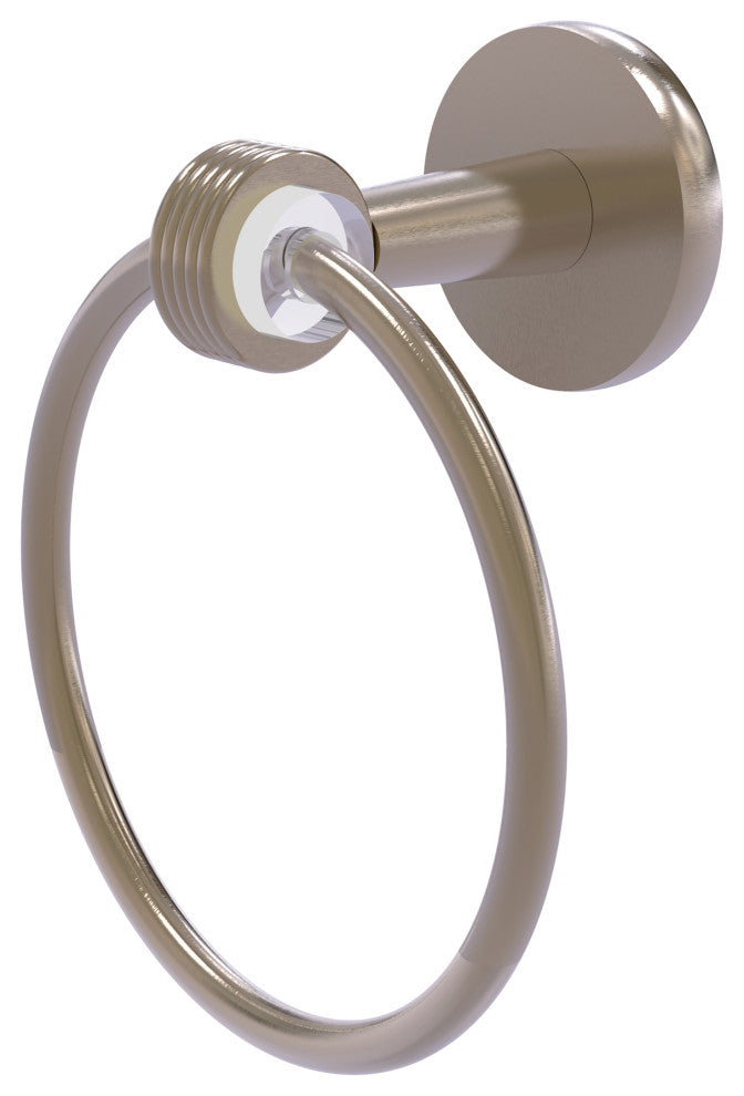 Clearview Towel Ring with Groovy Accents, Antique Pewter