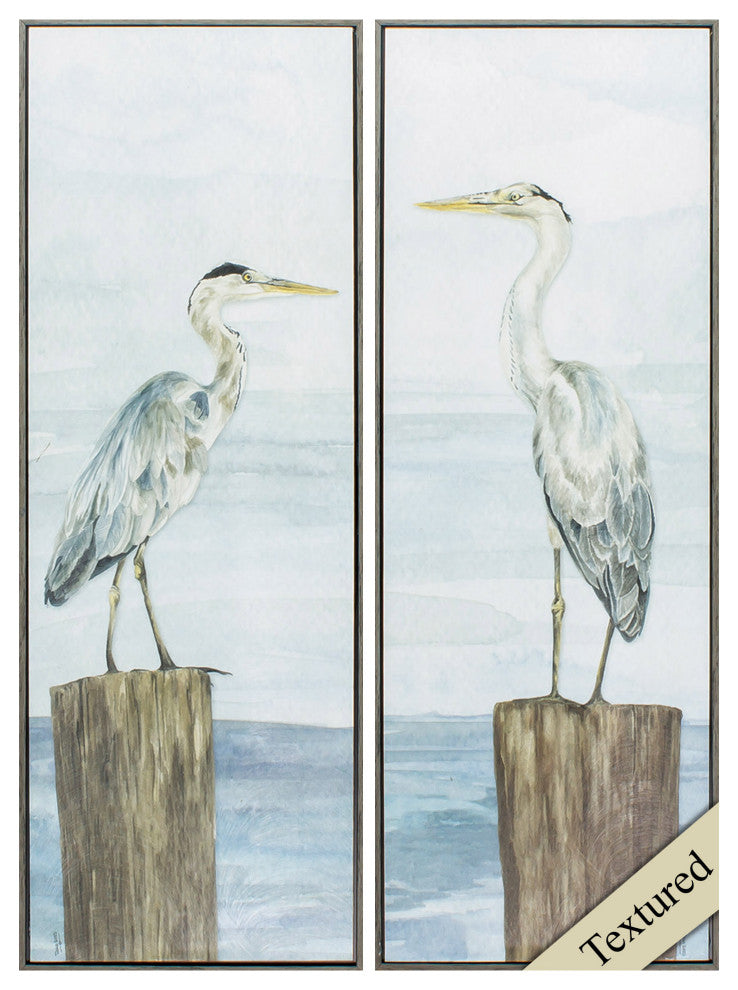 13" X 36" Woodtoned Frame Ocean Sky Panel (Set Of 2)
