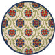 8' Round Ivory And Blue Round Floral Indoor Outdoor Area Rug