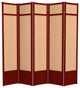 7' Tall Jute Shoji Screen, 5 Panel, Rosewood