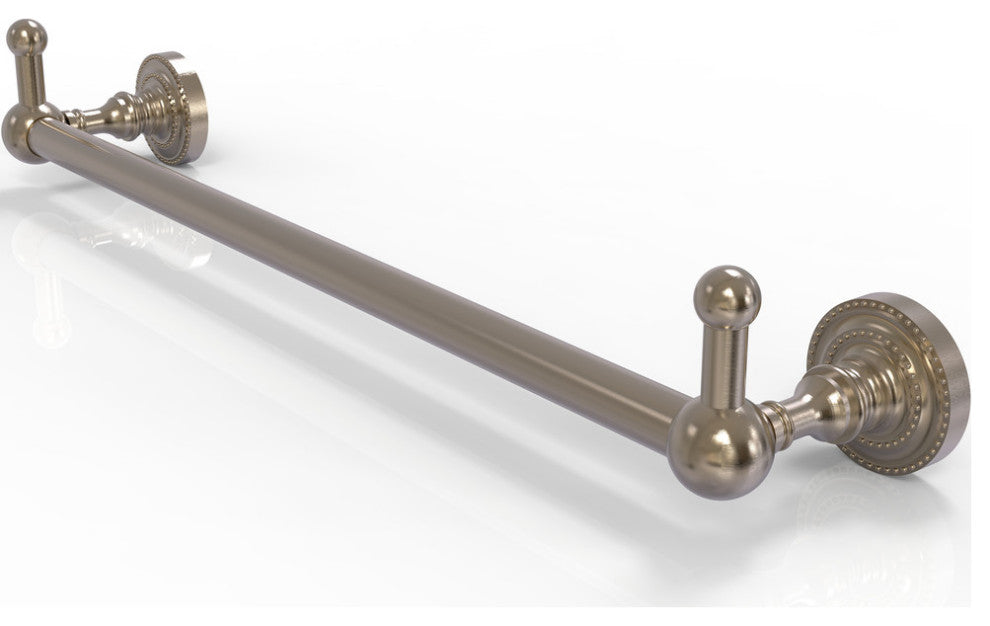 Dottingham 18" Towel Bar with Integrated Hooks, Antique Pewter