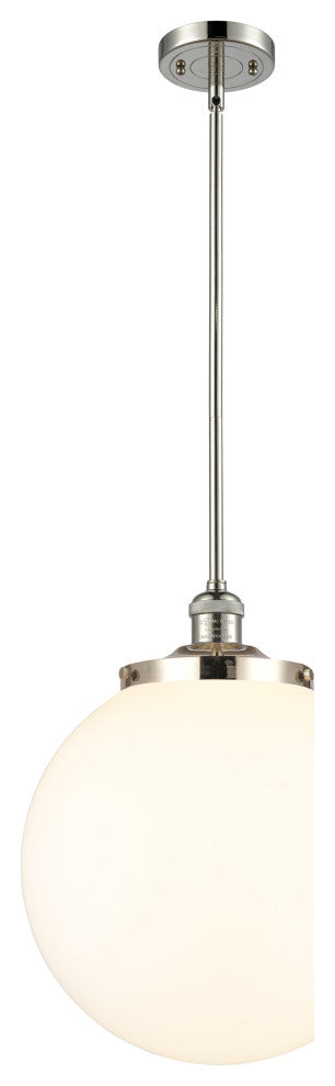 Beacon Pendant, Polished Nickel, Matte White