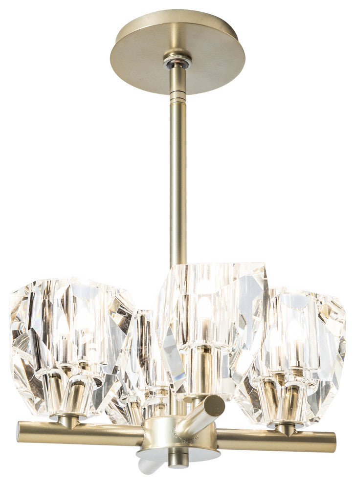 Gatsby 4-Light Semi-Flush/Pendant, Modern Brass Finish, Crystal Accents
