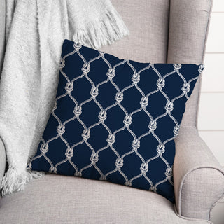 Navy Blue Nautical Knots 18 x 18 Spun Poly Pillow