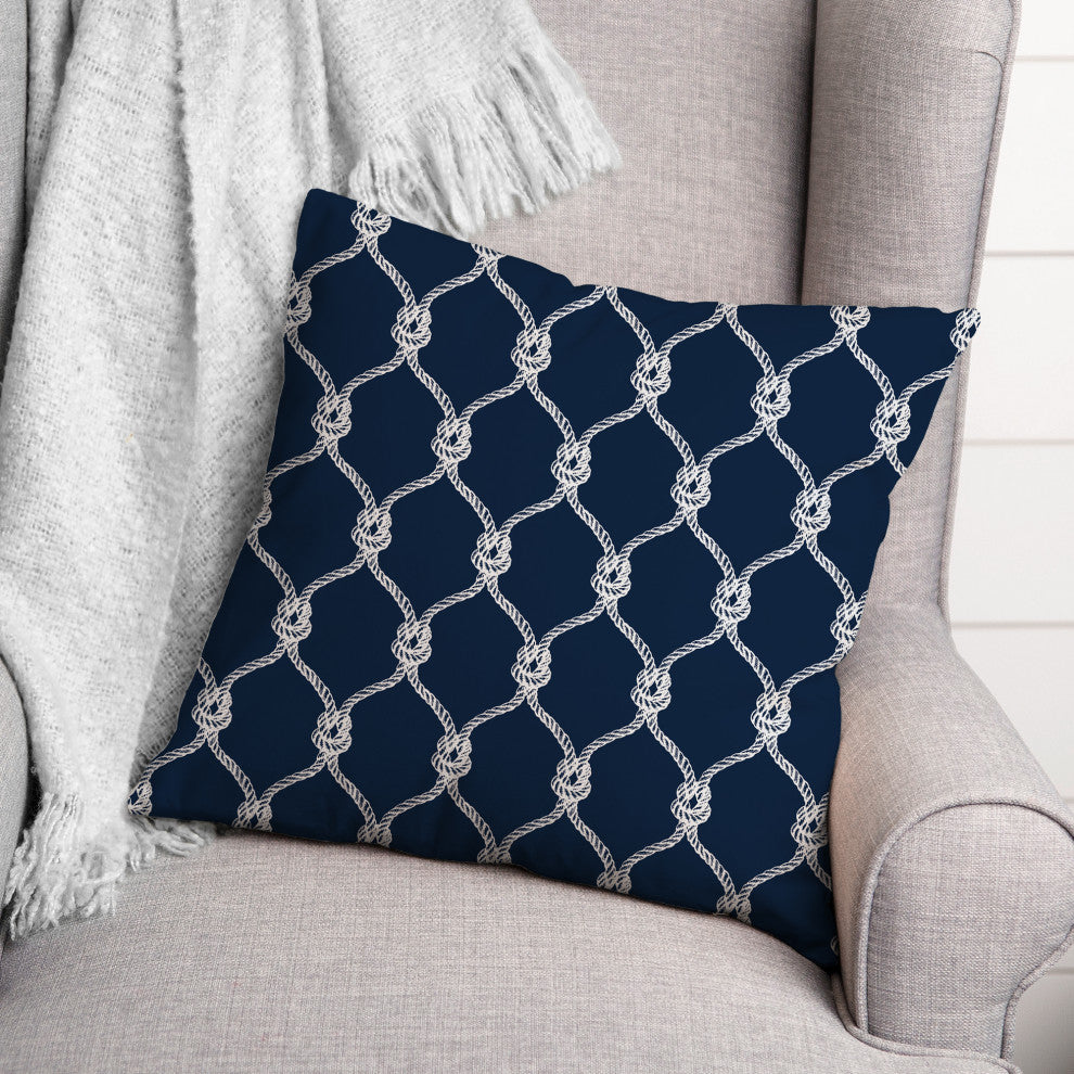 Navy Blue Nautical Knots 18 x 18 Spun Poly Pillow