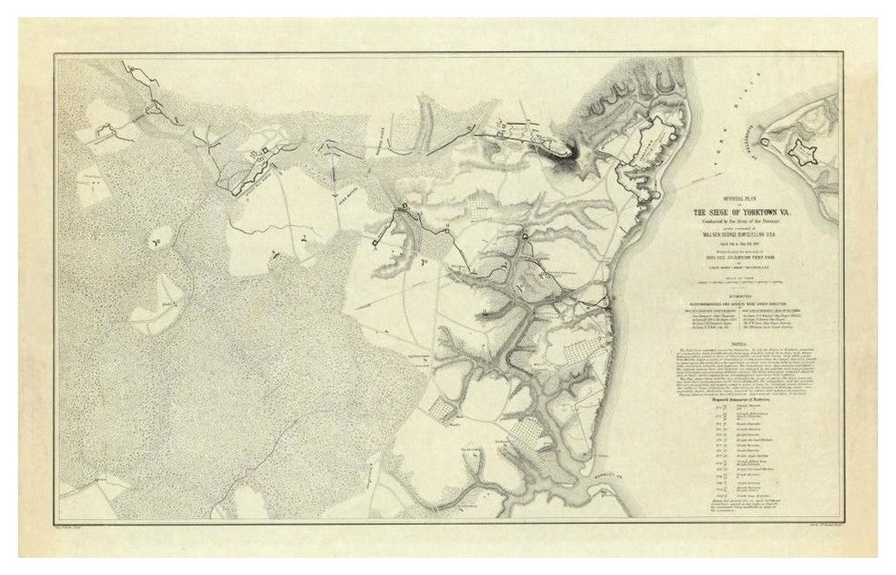 "Official Plan of The Siege of Yorktown Virginia, 1862" Paper Art, 42"x27"