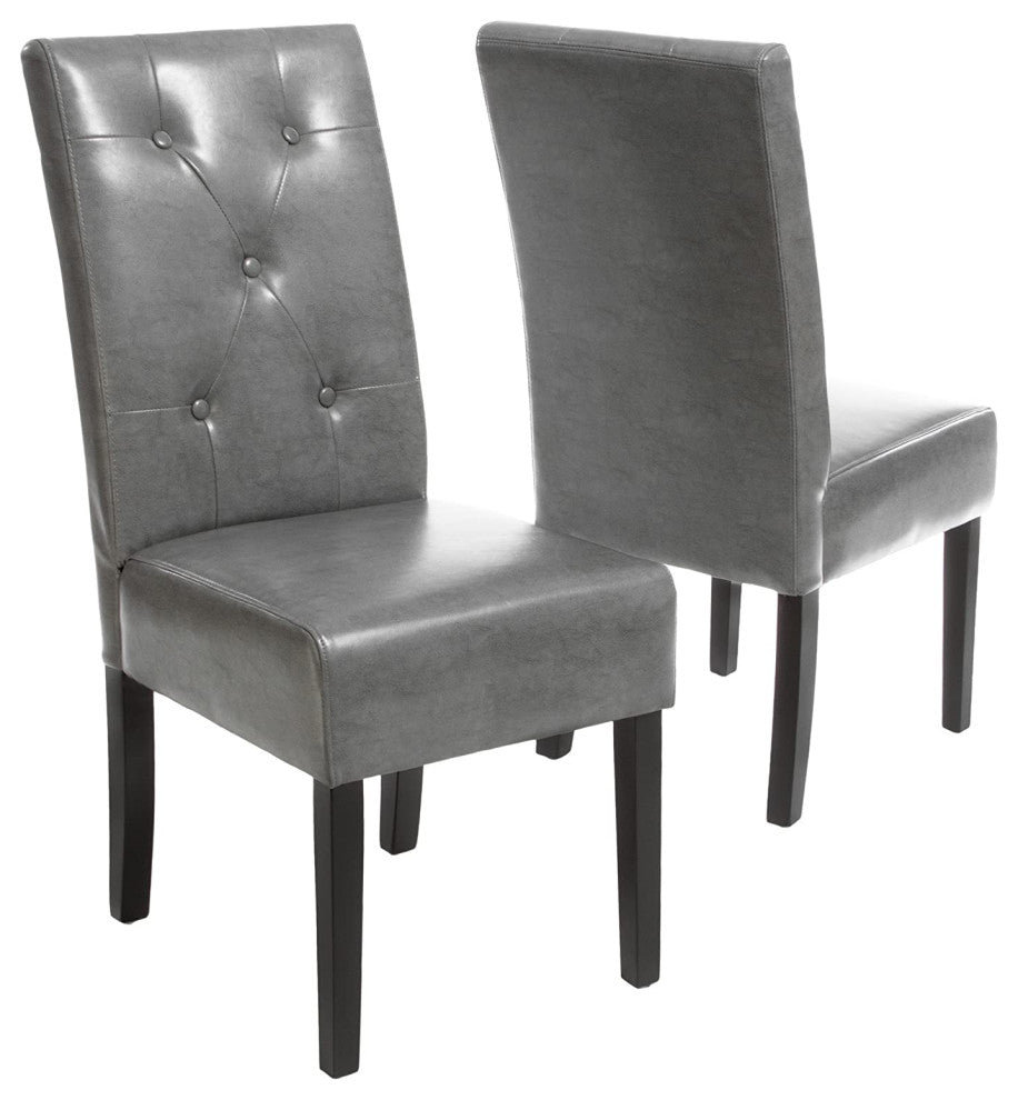 Leather Dining Chair, Gray, Set of 2