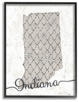 Stupell Industries Indiana Patterned Grey US State Design, 11 x 14