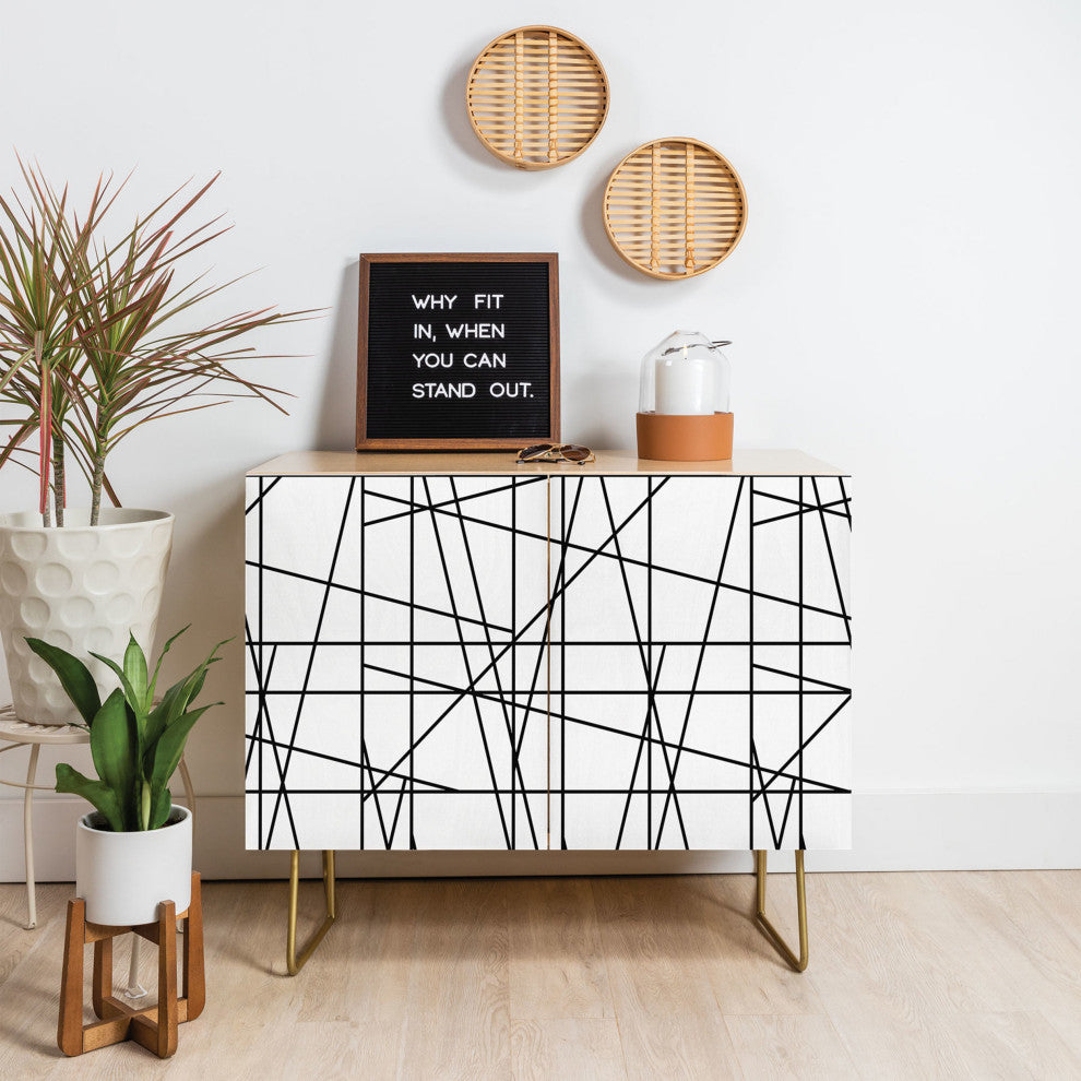 Deny Designs Architecture Credenza, Birch, Gold Steel Legs