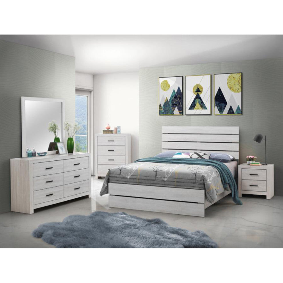 2 Drawers Wood Nightstand, Coastal White