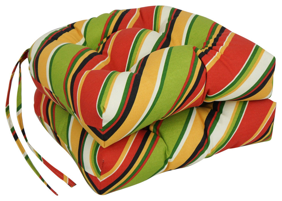 16" Polyester Outdoor U-Shaped Tufted Chair Cushions, Set of 6, Browning Garden