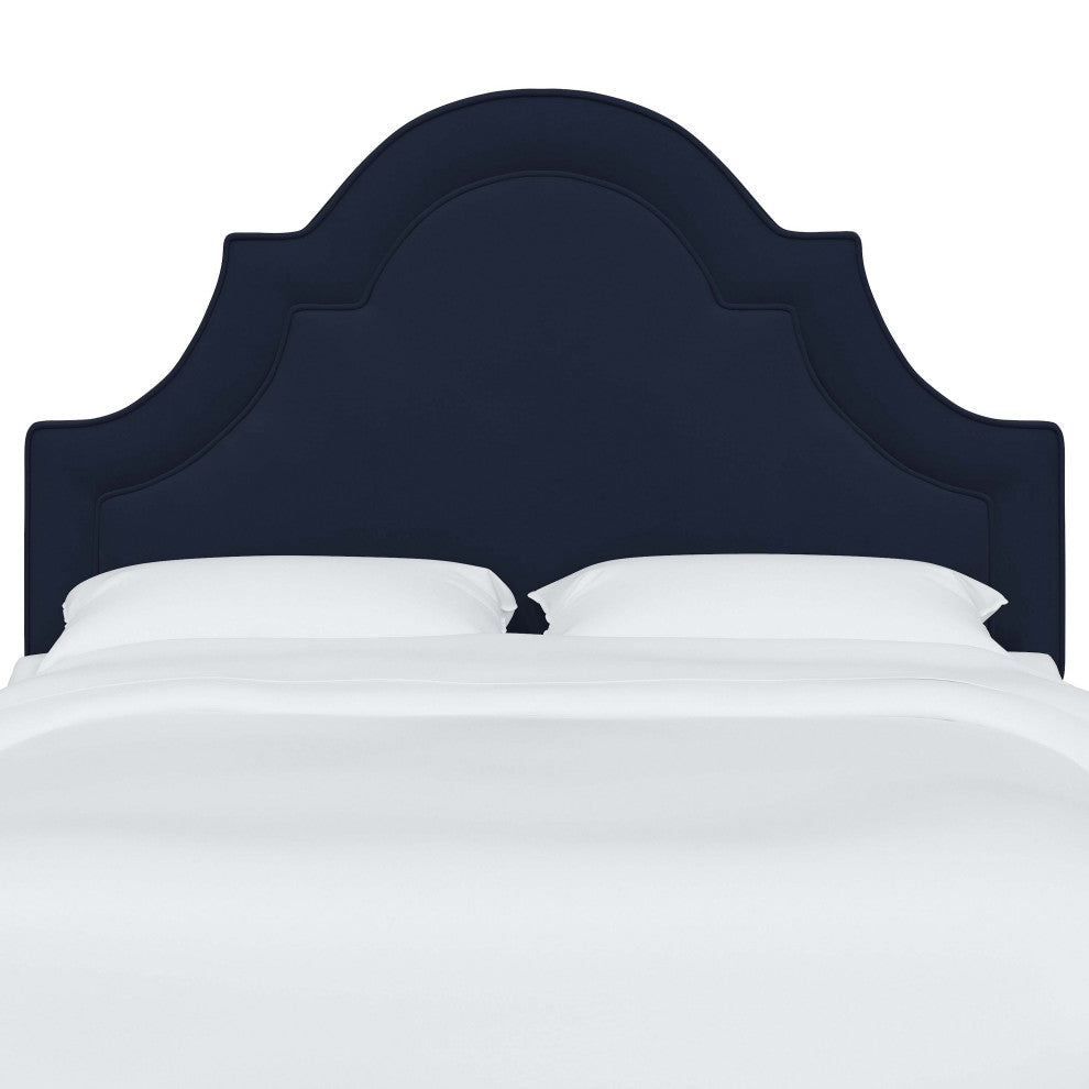 High Arched Headboard With Border, Velvet Ink, Twin