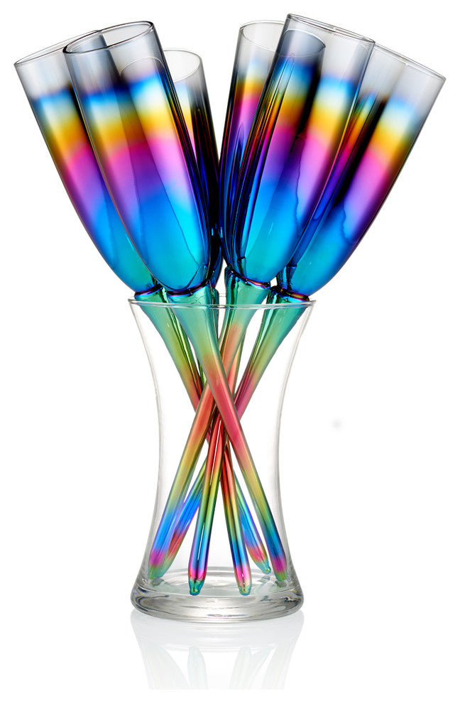 Artland Rainbow Glass 7 Piece Toasting Flute Set