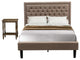 2Pc Full Size Bed Set, 1 Full Size Bed Frame Dark Khaki, 1 Nightstand