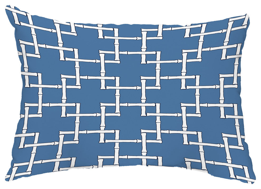 Bamboo 1 14"x20" Decorative Abstract Outdoor Pillow, Blue