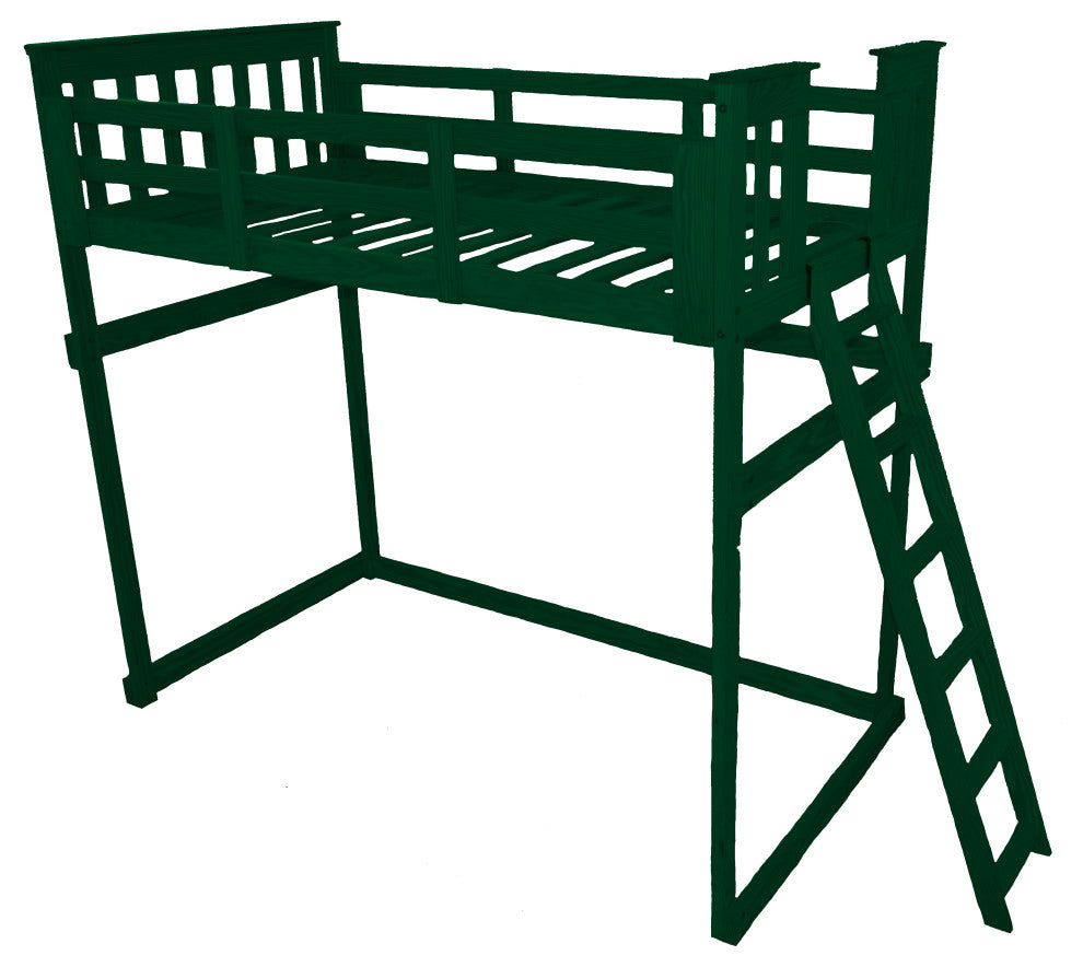 Mission Loft Bed, Dark Green, Twin, End Ladder
