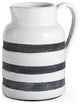 9" Rustic White and Blue Stripe Ceramic Jug