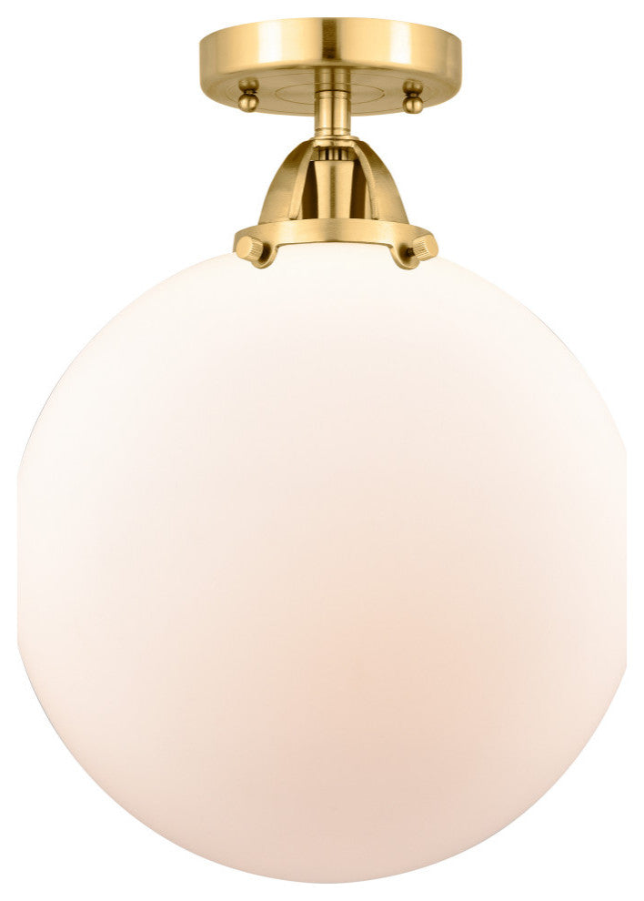 Beacon Semi-Flush Mount, Satin Gold, Matte White, Matte White