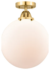 Beacon Semi-Flush Mount, Satin Gold, Matte White, Matte White