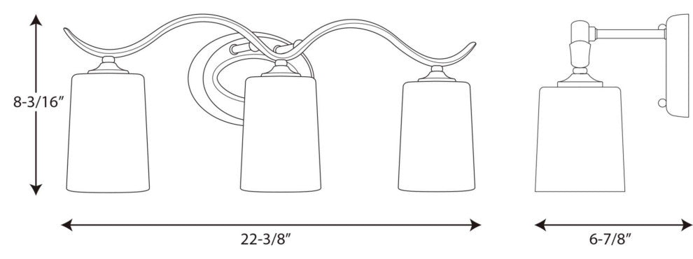 Progress Lighting Inspire 3-Light Bath Light With Etched Glass, Antique Bronze