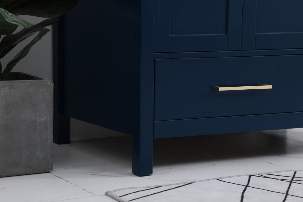 Iris 36" Single Bathroom Vanity, Blue With Backsplash