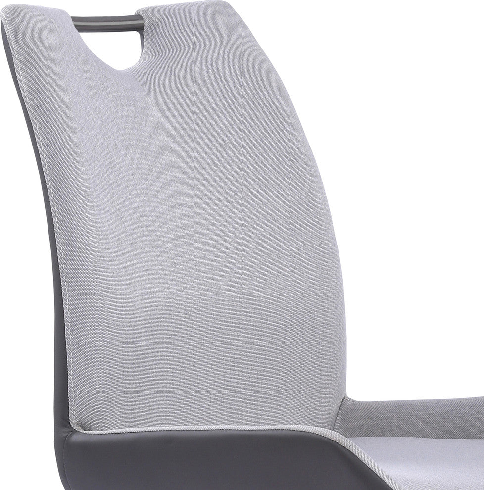 Toronto Dining Chair, Gray Powder Coated Finish and Pewter Fabric, Set of 2