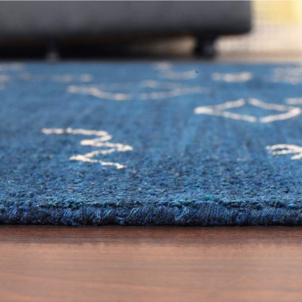 HAND KNOTTED LOOM SILK ECO-FRIENDLY RUGS-5'x8',Rectangle,Blue White,Contemporary