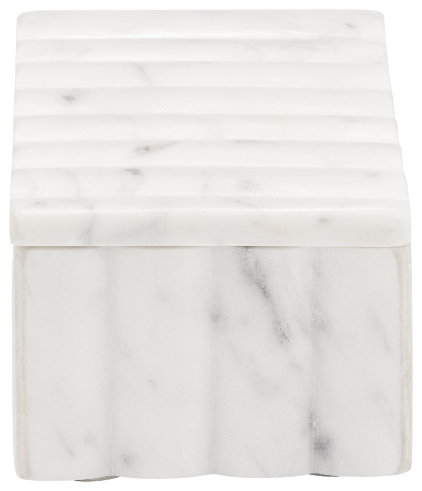 Marble, 7X3" Ridged Box, White
