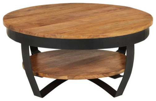 vidaXL Accent Table With Shelf, Solid Acacia Wood, 25.6"x12.6"