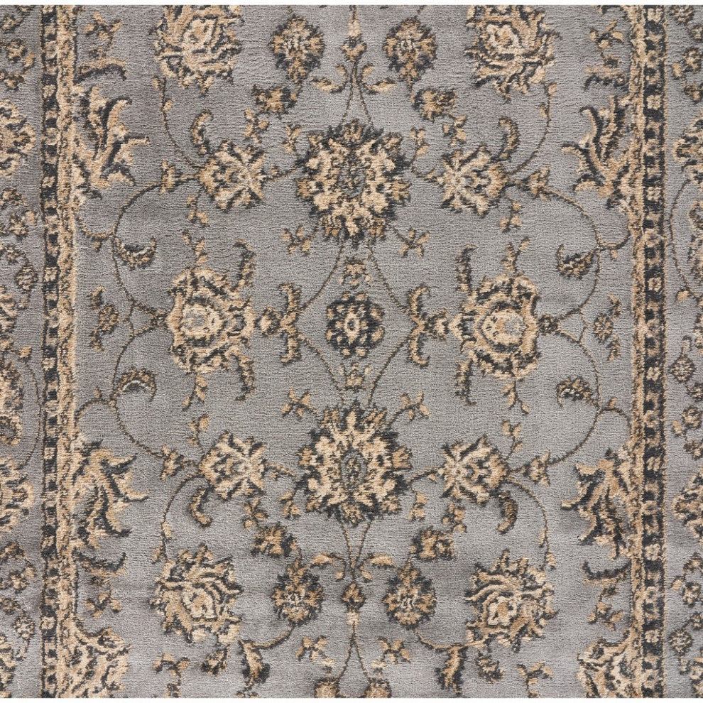 8" x 9" Gray Floral Vines Traditional Area Rug