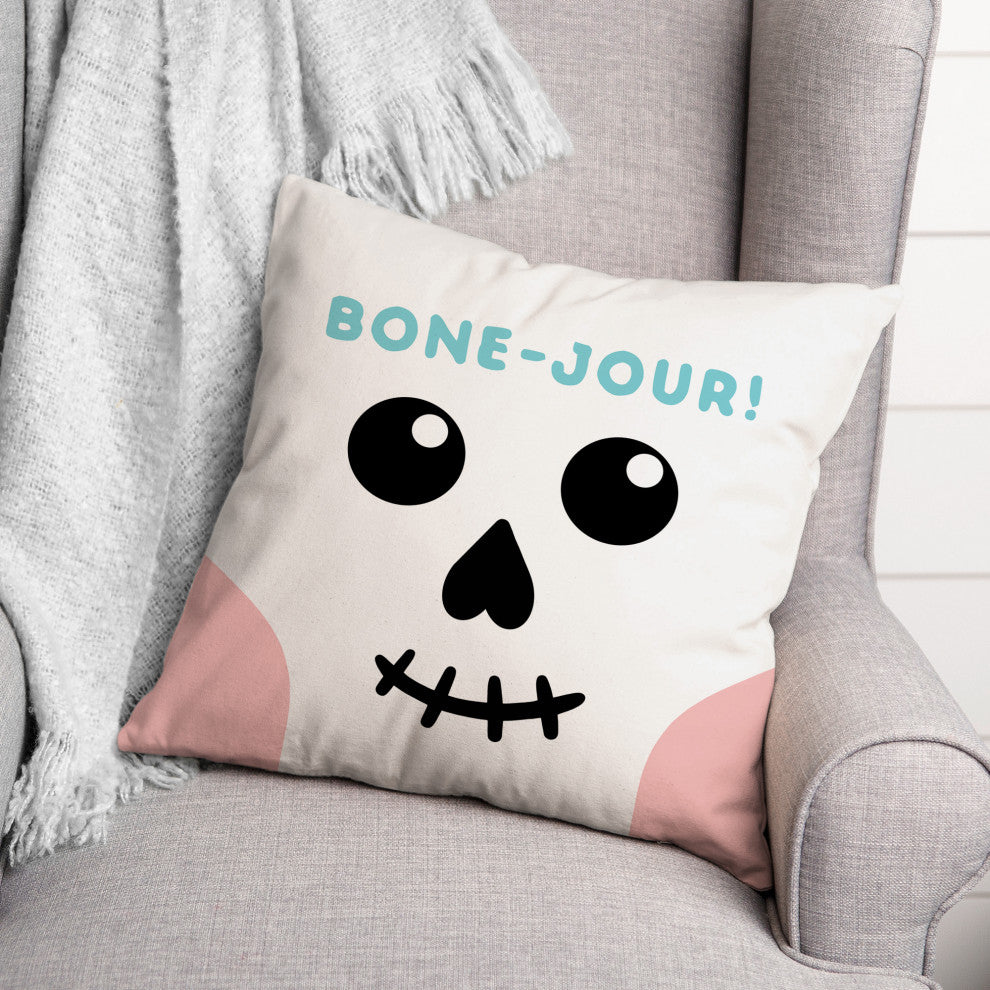 Bone-Jour! 18x18 Throw Pillow