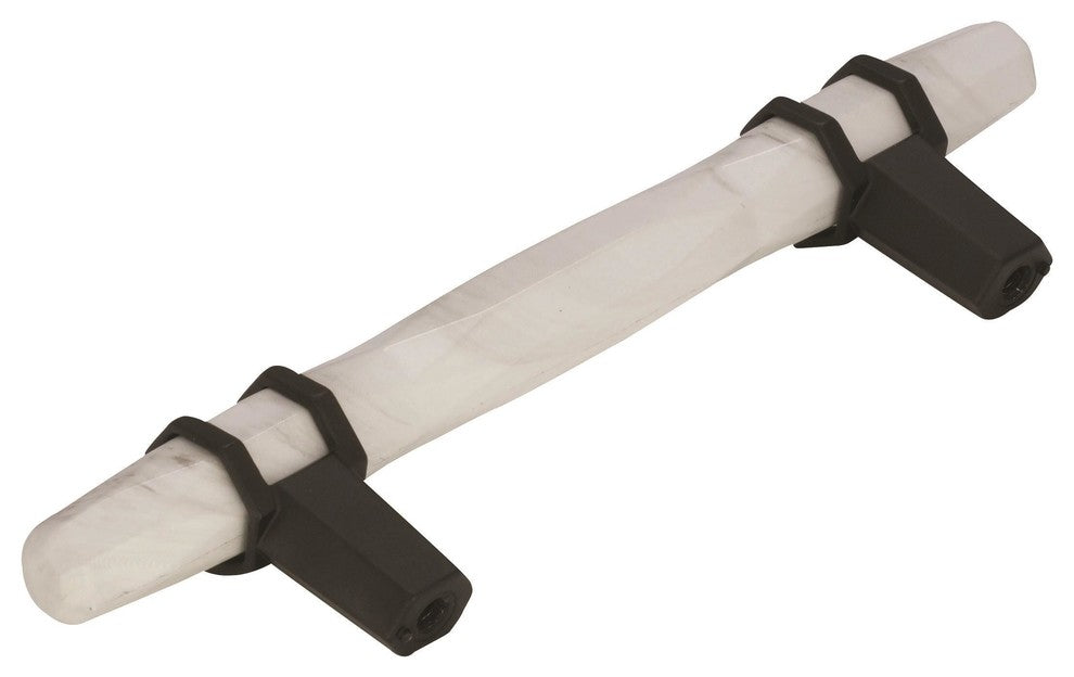 Carrione Cabinet Pull, Marble White/Black Bronze, 3-3/4" Center-to-Center