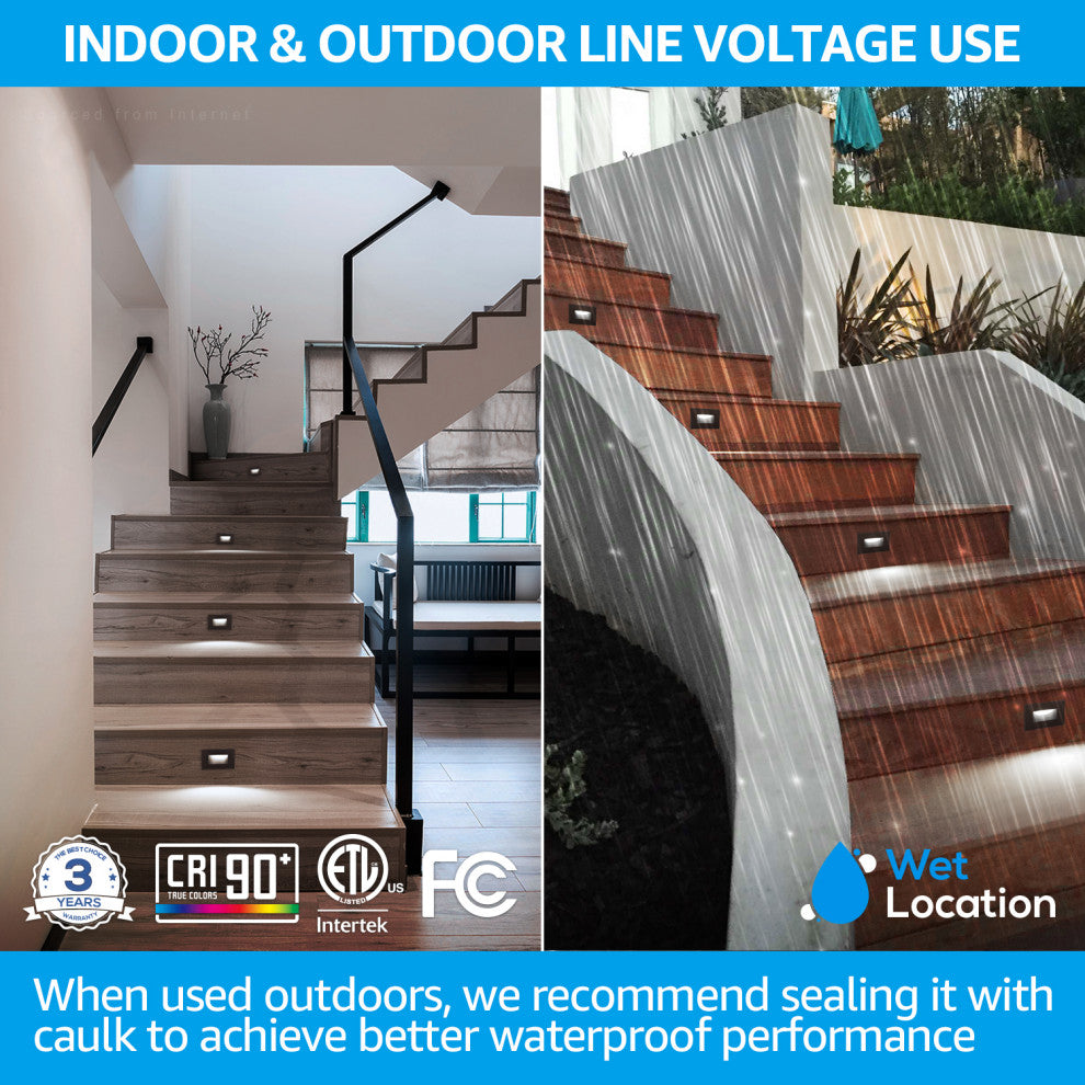6 Pack 5CCT LED Step Lights, 120V Dimmable Stair Lights, Oil Rubbed Bronze