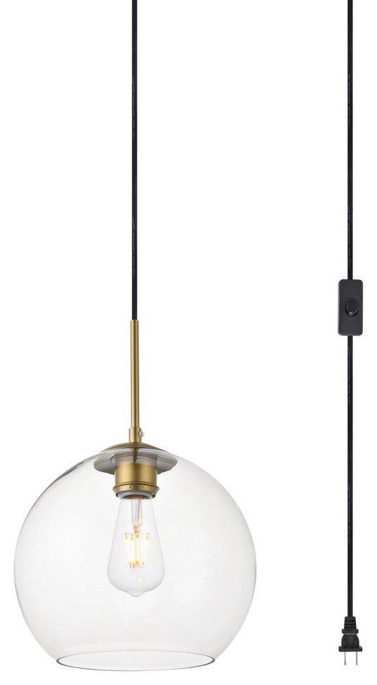 Betty 1-Light Brass Plug-In Pendant With Clear Glass