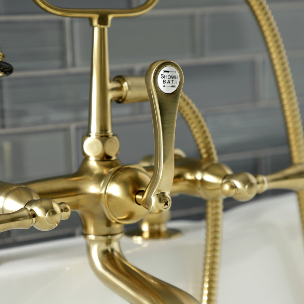 AE203T7 7" Tub Faucet With Hand Shower, Brushed Brass