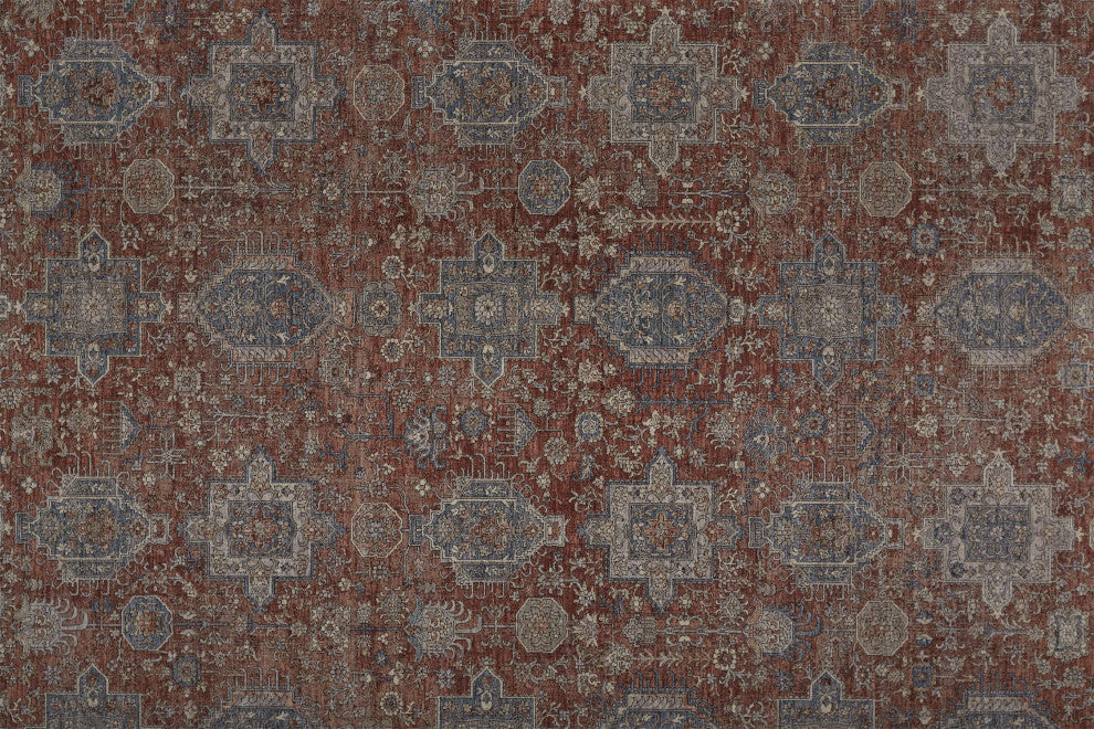 Weave & Wander Gilford Rust/Blue 2'8"x8' Power Loomed Area Rug