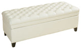 Luka Contemporary Bonded Leather Tufted Storage Ottoman Bench, Ivory
