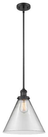 1-Light X-Large Cone 12" Pendant, Matte Black, Glass: Clear