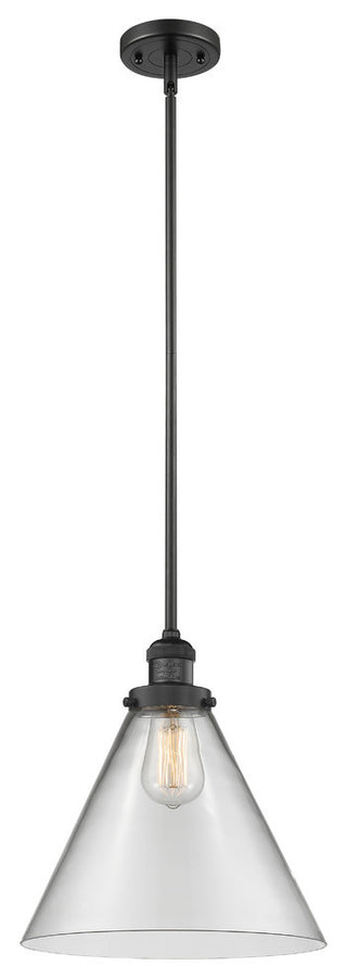 1-Light X-Large Cone 12" Pendant, Matte Black, Glass: Clear