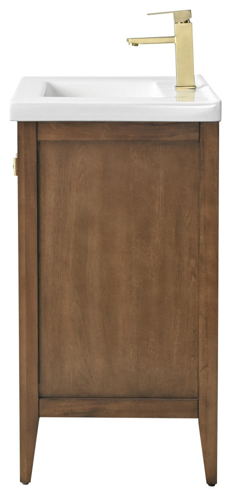 Vanity Art Freestanding Vanity, Walnut, 30", Single Sink, Golden Brushed